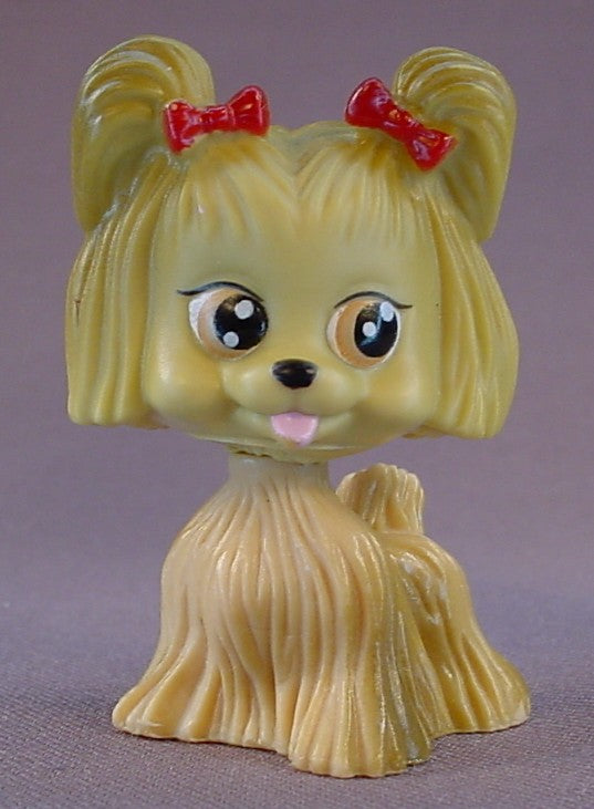 My Pet Pals Chic Boutique Light Brown Yorkie Dog With Dark Red Bows, Similar To Littlest Pet Shop, 2006 To 2008 Mattel