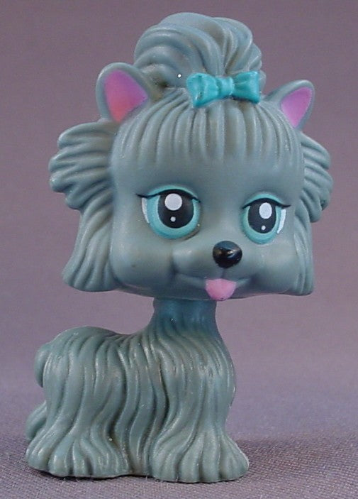 My Pet Pals Chic Boutique Gray Yorkie Dog With Blue Bows, Similar To Littlest Pet Shop, 2006 To 2008 Mattel