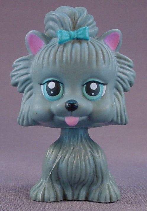 My Pet Pals Chic Boutique Gray Yorkie Dog With Blue Bows, Similar To Littlest Pet Shop, 2006 To 2008 Mattel