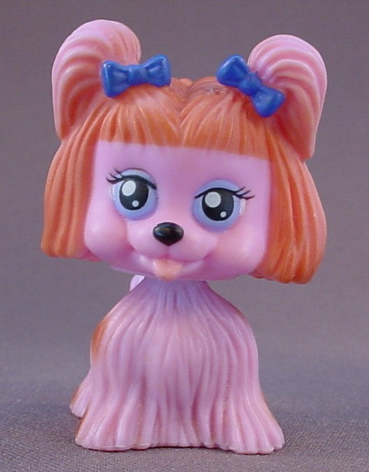 My Pet Pals Chic Boutique Pink & Brown Yorkie Dog With Blue Bows, Similar To Littlest Pet Shop, 2006 To 2008 Mattel
