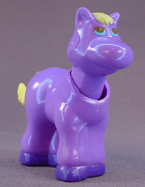 Itzy Bitzy Pals Purple Horse With A Yellow Mane And Tail, Press The Head Or Tail To Move The Other, 2 1/4 Inches Tall, Vintage, 1993 Talentoy Factory