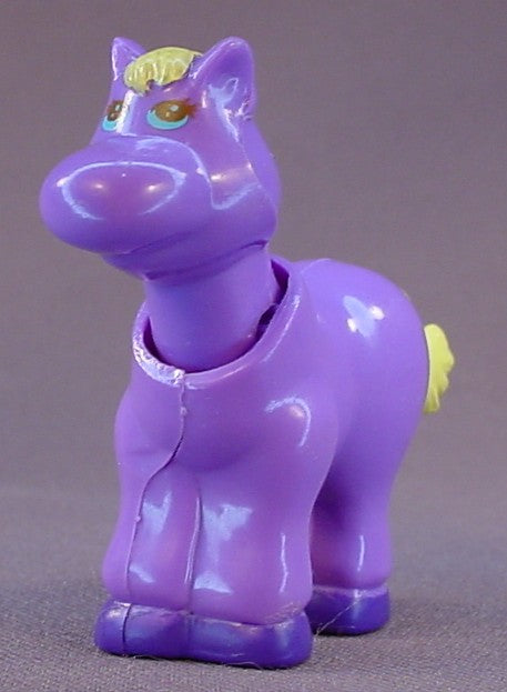 Itzy Bitzy Pals Purple Horse With A Yellow Mane And Tail, Press The Head Or Tail To Move The Other, 2 1/4 Inches Tall, Vintage, 1993 Talentoy Factory