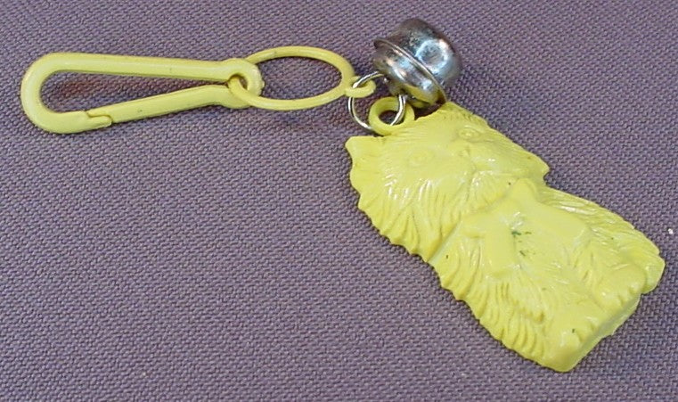 Vintage Yellow Plastic Kitty Cat Shaped Bell Charm With A Clip, 1980S