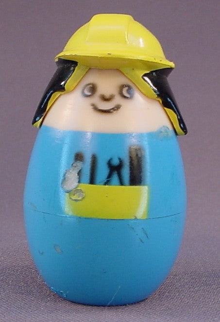 Tonka Toddlers Peek A Boo Construction Worker Figure Toy, Has Three Faces That You Reveal By Turning The Helmet, Finger Puppet, Vintage, 1970's Hong Kong, Peek-A-Boo