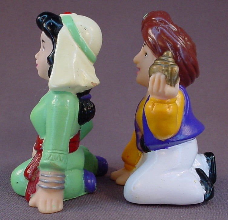 Aladdin And Jasmine Figure Toys, Hollow Vinyl, 3 Inches Tall, Not Marked As Disney