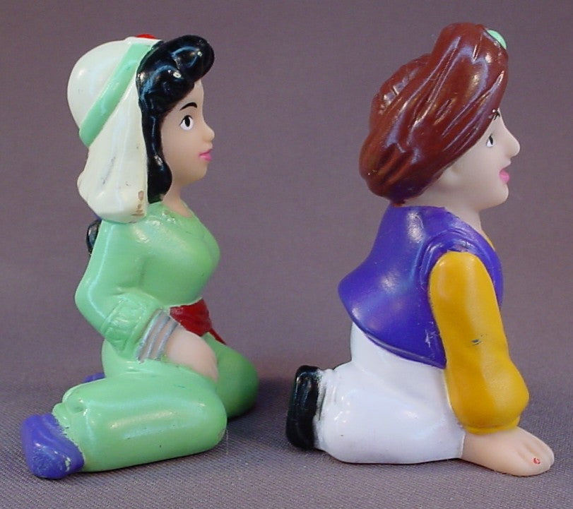 Aladdin And Jasmine Figure Toys, Hollow Vinyl, 3 Inches Tall, Not Marked As Disney
