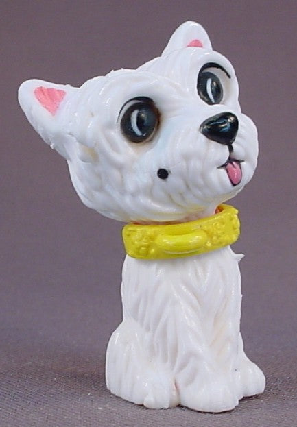 Barbie My Scene White Yorkie Puppy Dog PVC Pet Figure For A Kennedy Doll, 2 1/8 Inches Tall, Mattel