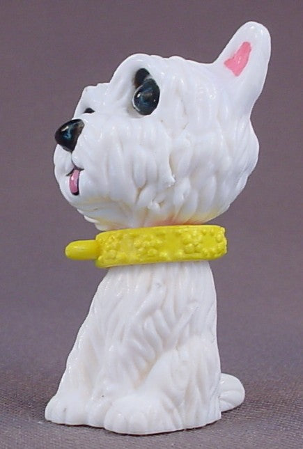 Barbie My Scene White Yorkie Puppy Dog PVC Pet Figure For A Kennedy Doll, 2 1/8 Inches Tall, Mattel