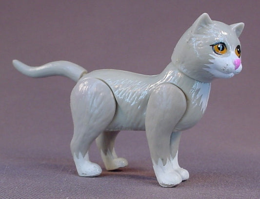 Barbie Pet Doctor Gray Cat Figure, Bobblehead, Vintage, 1995 Mattel, Bobble Head, The Legs & Tail Move, Pet Vet