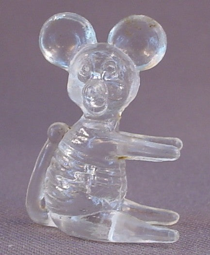 Clear Plastic Or Acrylic Mouse Figure, 1 3/8 Inches Tall, Novelty, Vintage, 1960's Or 1970's