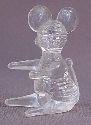 Clear Plastic Or Acrylic Mouse Figure, 1 3/8 Inches Tall, Novelty, Vintage, 1960's Or 1970's