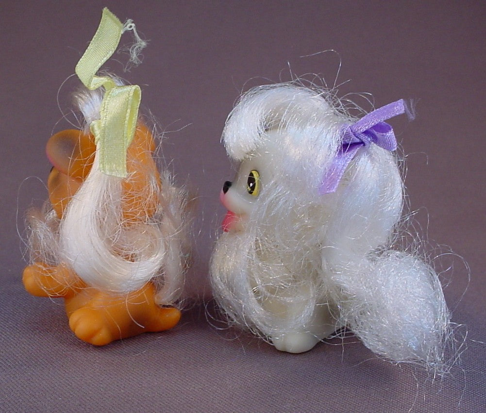 Citytoy 1988 My Pretty Pets Pair Of Dog Figures With Hair, 2 1/2 Inches Tall, Rubber Or Vinyl, Vintage, Sweetie Pups