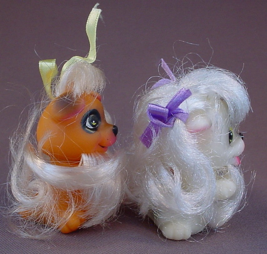 Citytoy 1988 My Pretty Pets Pair Of Dog Figures With Hair, 2 1/2 Inches Tall, Rubber Or Vinyl, Vintage, Sweetie Pups