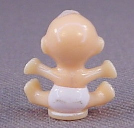 Polly Pocket Baby Figure Or Doll For A 1992 #9376 In The Nursery Compact Set, Light Brown Hair, White Diaper, Arms Stretched Out, Vintage, Bluebird Toys, Mattel, Blue Bird Toys