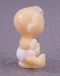 Polly Pocket Baby Figure Or Doll For A 1992 #9376 In The Nursery Compact Set, Light Brown Hair, White Diaper, Arms Stretched Out, Vintage, Bluebird Toys, Mattel, Blue Bird Toys
