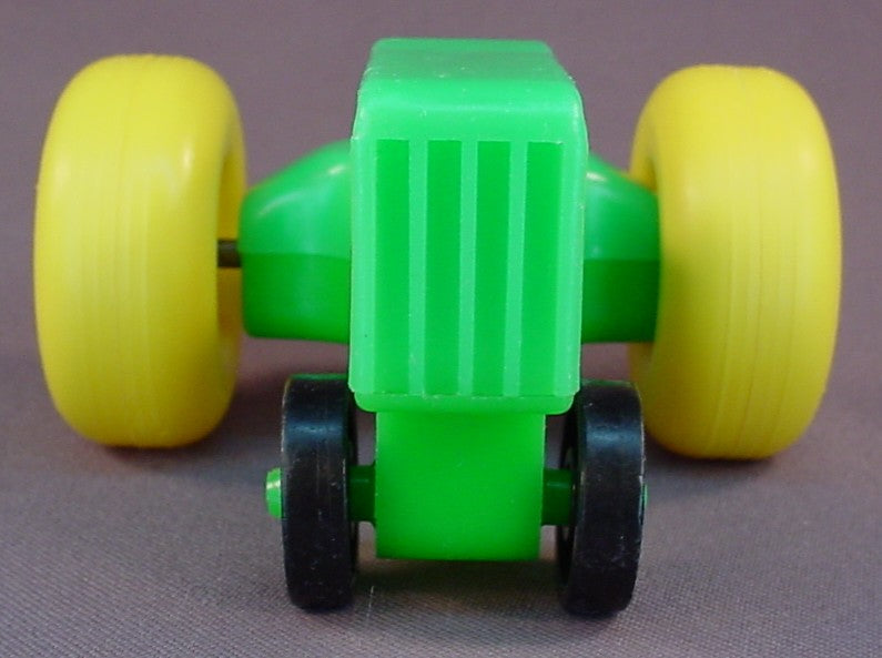 Fisher Price Vintage Green Tractor With Yellow Wheels, Has The Complete Lithos