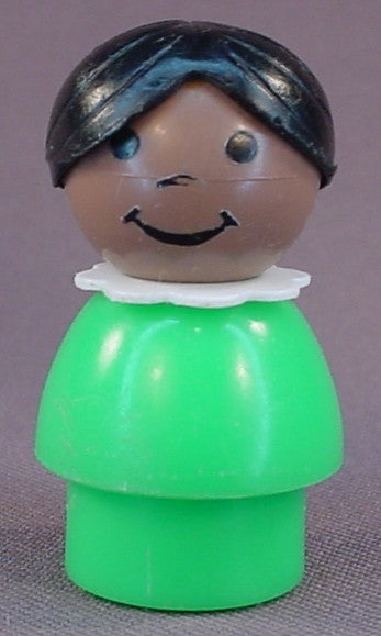 Fisher Price Vintage African American Woman Or Girl With A Green Body, Black Hair