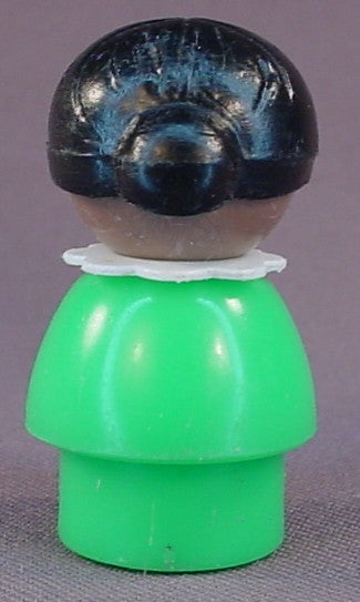 Fisher Price Vintage African American Woman Or Girl With A Green Body, Black Hair