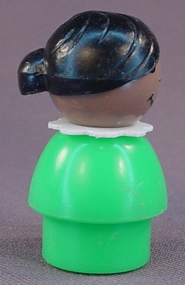 Fisher Price Vintage African American Woman Or Girl With A Green Body, Black Hair