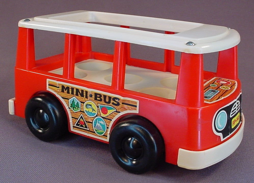 Fisher Price Vintage 141 Mini Bus Van, 1969, Floor Moves Up And Down As It Rolls
