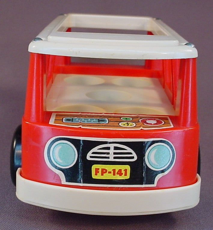 Fisher Price Vintage 141 Mini Bus Van, 1969, Floor Moves Up And Down As It Rolls