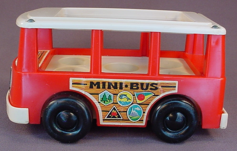 Fisher Price Vintage 141 Mini Bus Van, 1969, Floor Moves Up And Down As It Rolls