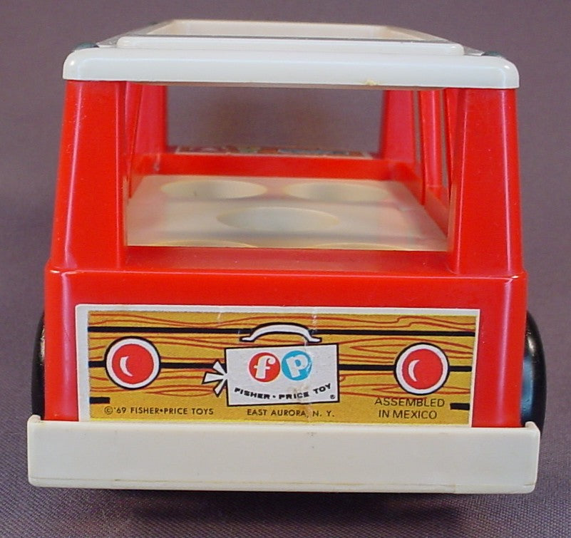 Fisher Price Vintage 141 Mini Bus Van, 1969, Floor Moves Up And Down As It Rolls