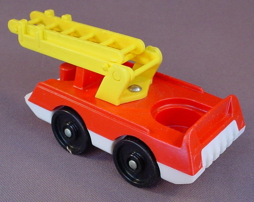 Fisher Price Vintage Red White Fire Truck, 2 Piece Yellow Extension Ladder, 123 124 2350