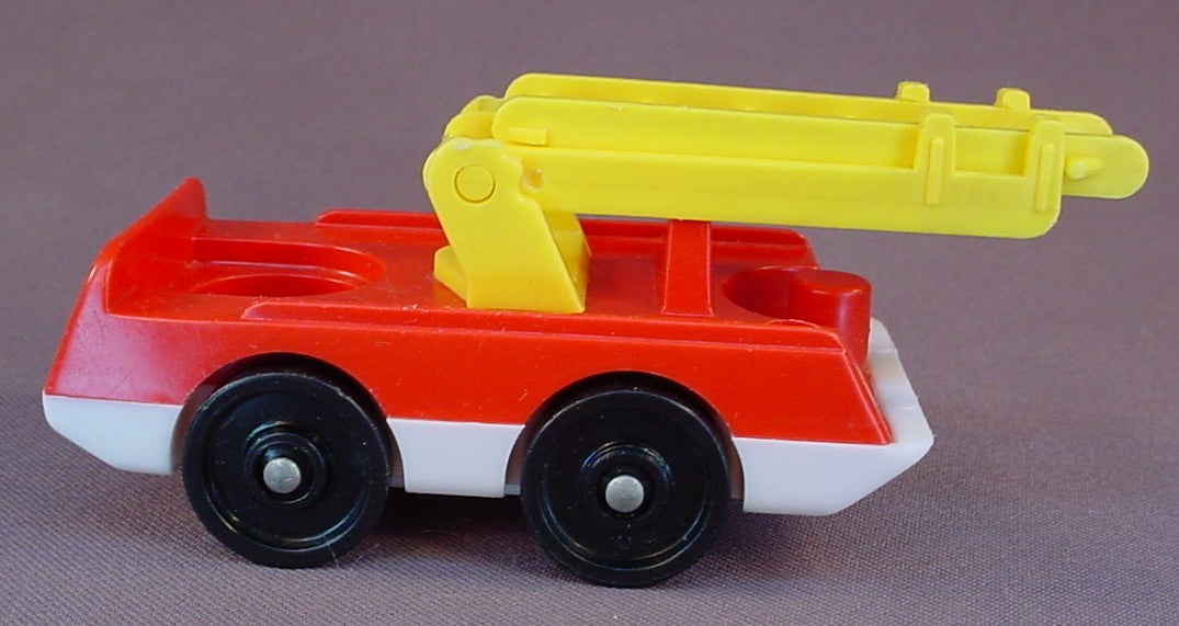 Fisher Price Vintage Red White Fire Truck, 2 Piece Yellow Extension Ladder, 123 124 2350