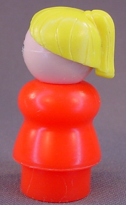 Fisher Price Vintage Teacher Yellow Hair, Red Body, 2550 2551, School, Neighborhood