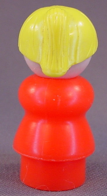 Fisher Price Vintage Teacher Yellow Hair, Red Body, 2550 2551, School, Neighborhood