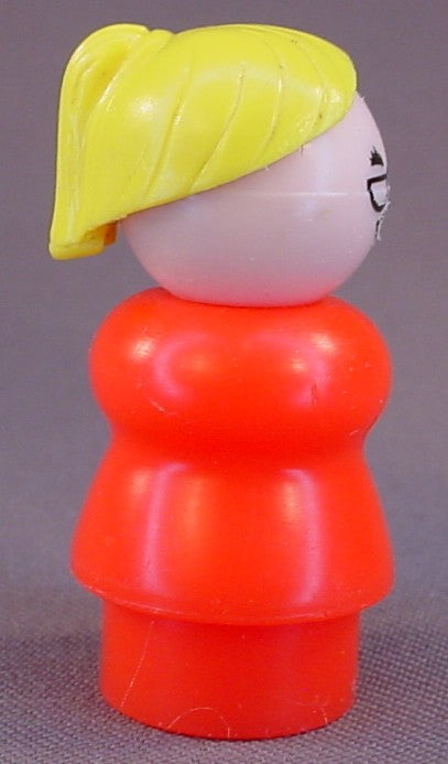 Fisher Price Vintage Teacher Yellow Hair, Red Body, 2550 2551, School, Neighborhood