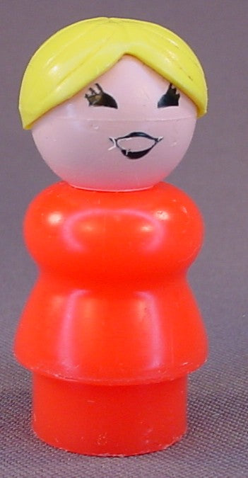 Fisher Price Vintage Woman Mom With Ponytail, Red Body, 916 2500 2550, Zoo, Main St