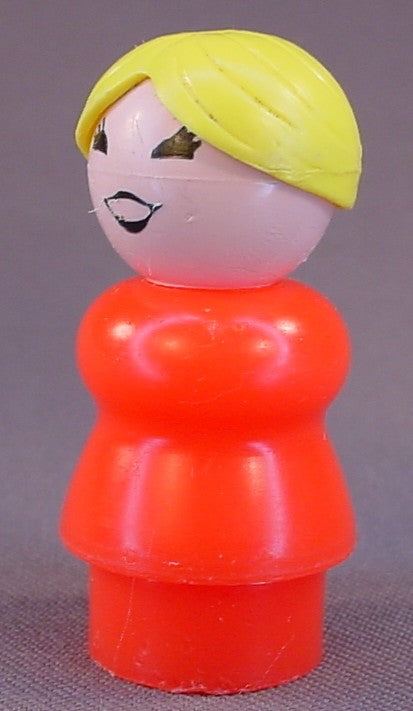 Fisher Price Vintage Woman Mom With Ponytail, Red Body, 916 2500 2550, Zoo, Main St