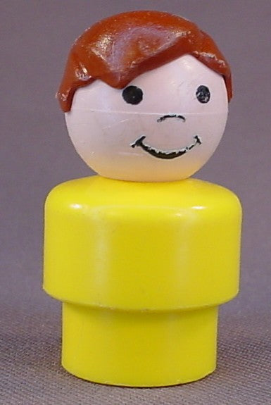 Fisher Price Vintage Boy Wavy Brown Sculpted Hair, Yellow Body, 2357 2455 2502 2551 2552 2582