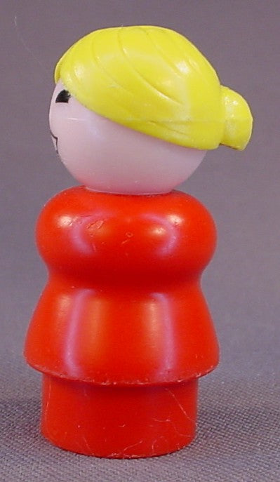 Fisher Price Vintage Woman Yellow Hair In A Bun, Dark Red Body, 677 680 2500 2552 2580