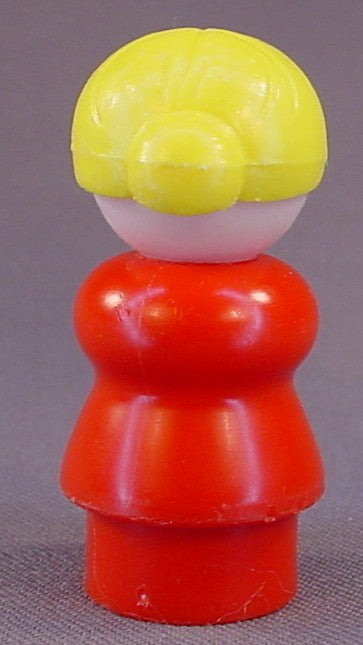 Fisher Price Vintage Woman Yellow Hair In A Bun, Dark Red Body, 677 680 2500 2552 2580