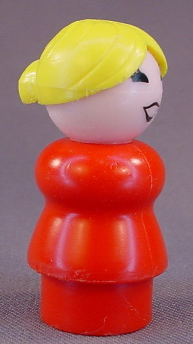 Fisher Price Vintage Woman Yellow Hair In A Bun, Dark Red Body, 677 680 2500 2552 2580