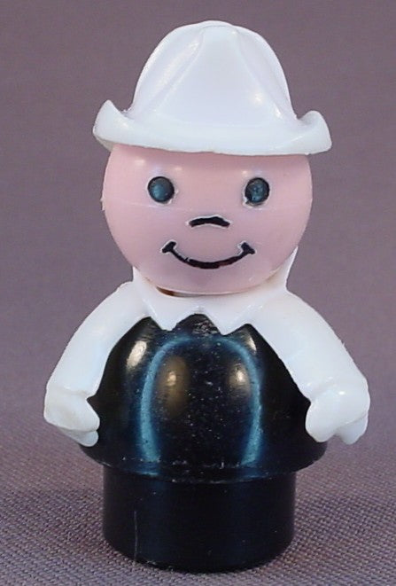Fisher Price Vintage Fireman With A White Helmet, Black Body, 123 124 346 396 928 2350 2351