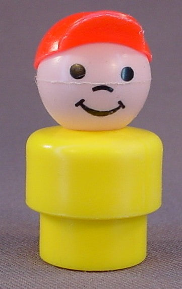 Fisher Price Vintage Boy With Front Facing Hat, Yellow Body, 192 656 916 2504 2550