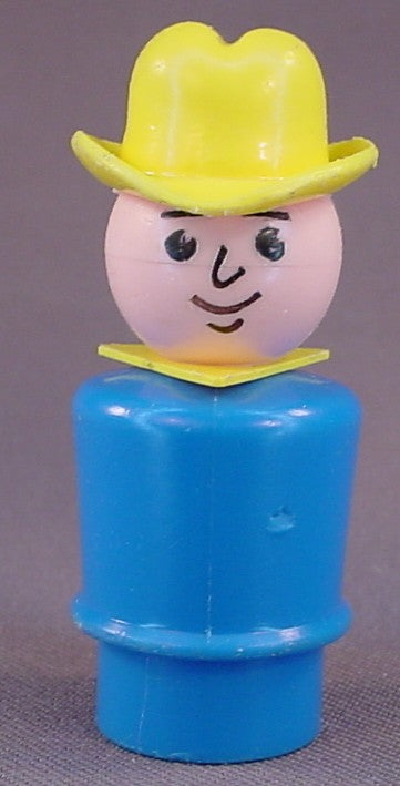 Fisher Price Vintage Cowboy Farmer Man, Blue Body, 633 636, Farm Fun, Little People