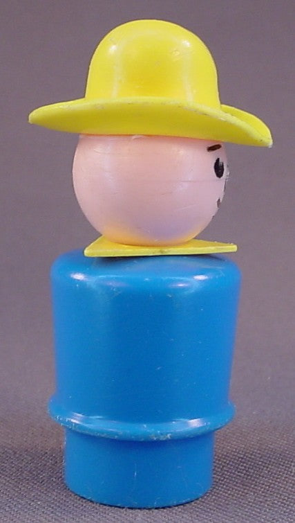 Fisher Price Vintage Cowboy Farmer Man, Blue Body, 633 636, Farm Fun, Little People