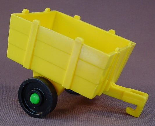 Fisher Price Vintage Yellow Hay Wagon Trailer With Green Axle, Hitch, 915 Farm