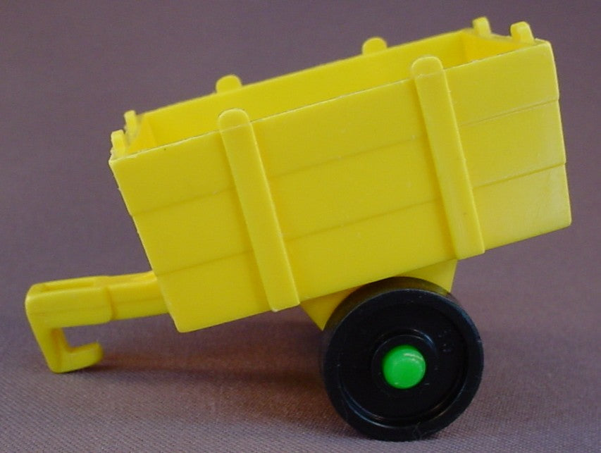 Fisher Price Vintage Yellow Hay Wagon Trailer With Green Axle, Hitch, 915 Farm