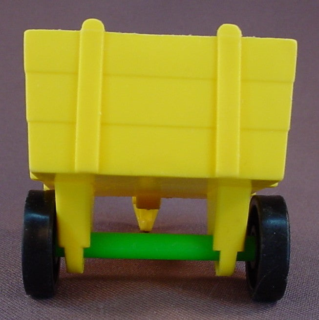 Fisher Price Vintage Yellow Hay Wagon Trailer With Green Axle, Hitch, 915 Farm