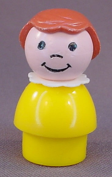 Fisher Price Vintage Girl, Yellow Plastic Body, Light Brown Wavy Hair, 141 677 680 916 2357 2453