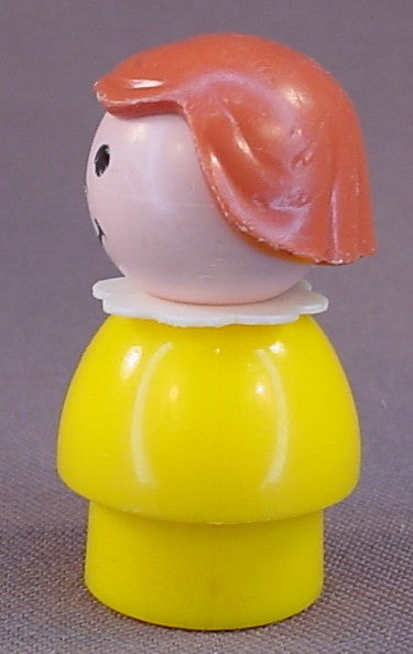 Fisher Price Vintage Girl, Yellow Plastic Body, Light Brown Wavy Hair, 141 677 680 916 2357 2453