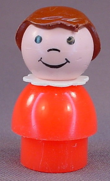 Fisher Price Vintage Girl With Dark Brown Sculpted Hair In A Bob And Red Body, 141 656 952 2360