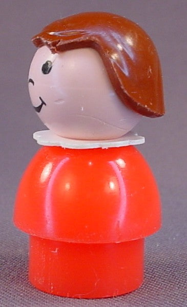 Fisher Price Vintage Girl With Dark Brown Sculpted Hair In A Bob And Red Body, 141 656 952 2360