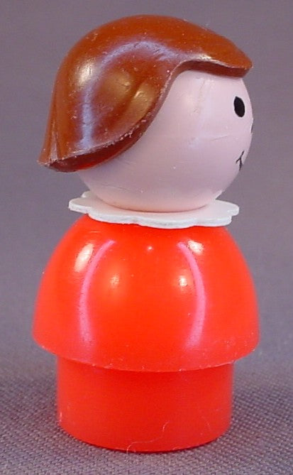 Fisher Price Vintage Girl With Dark Brown Sculpted Hair In A Bob And Red Body, 141 656 952 2360